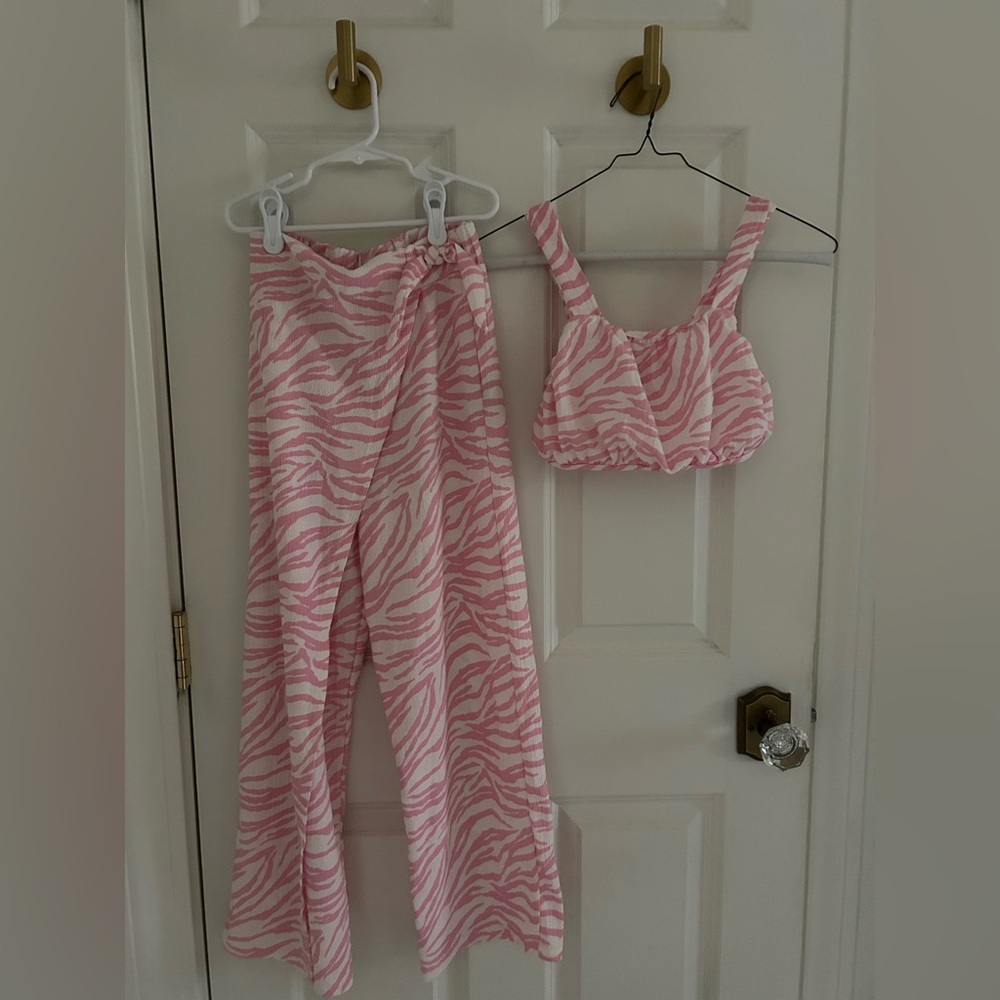 Zara Pink and White Striped Set